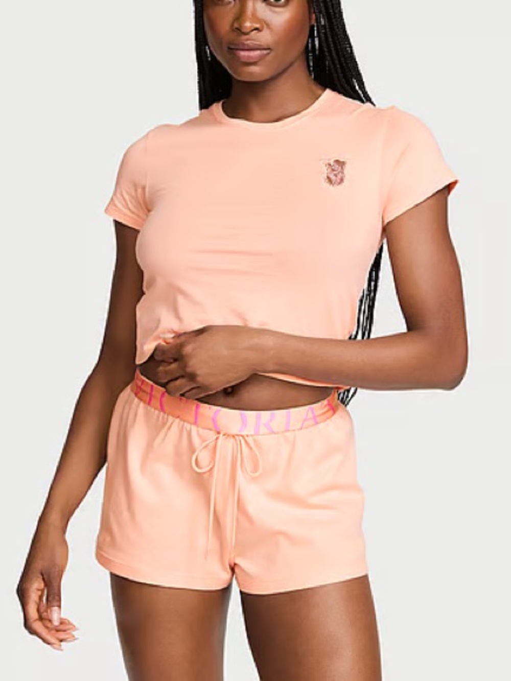 VICTORIA'S SECRET 100% Cotton Lace Patch Short Pajama Set